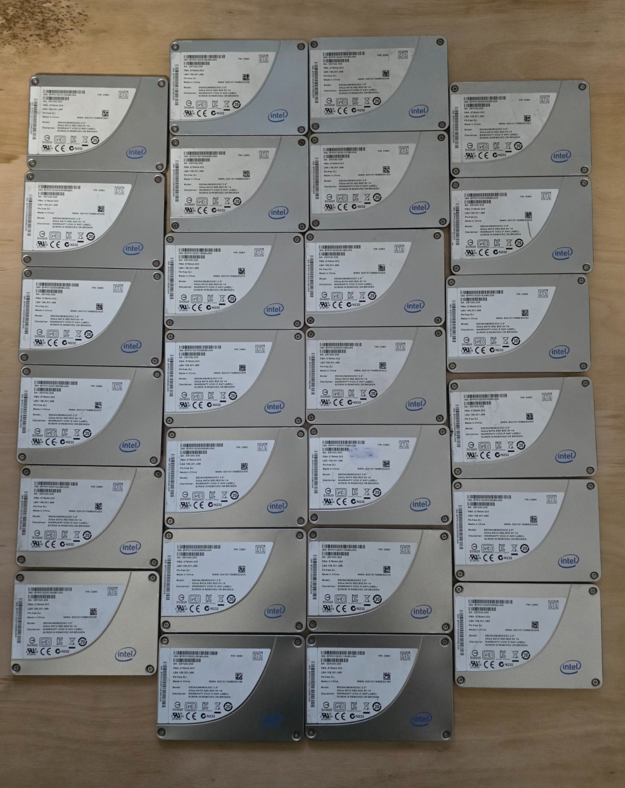 Lot of 26 Intel X25-M 80GB 2.5" SATA II SSD SSDSA2M080G2GC