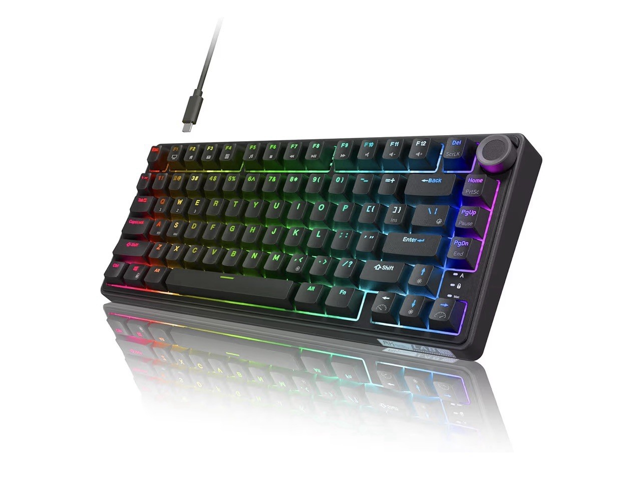 RK ROYAL KLUDGE R75 Wired Gaming Keyboard Hot-Swap Brown Switch, Pure Black