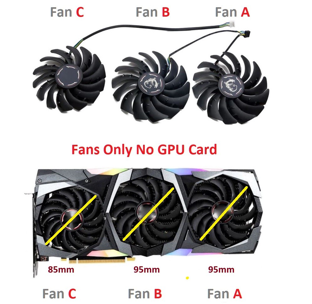 For MSI RTX 2080Ti 2080 2070 Gaming X Trio Graphics Card Cooling Fan Cooler Fans