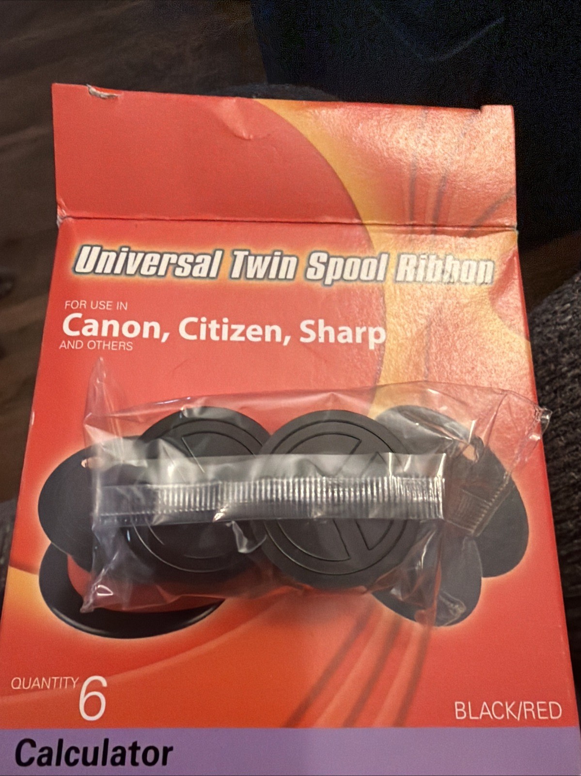 Universal Twin Spool Calculator Black Red Ribbons 4 Pack