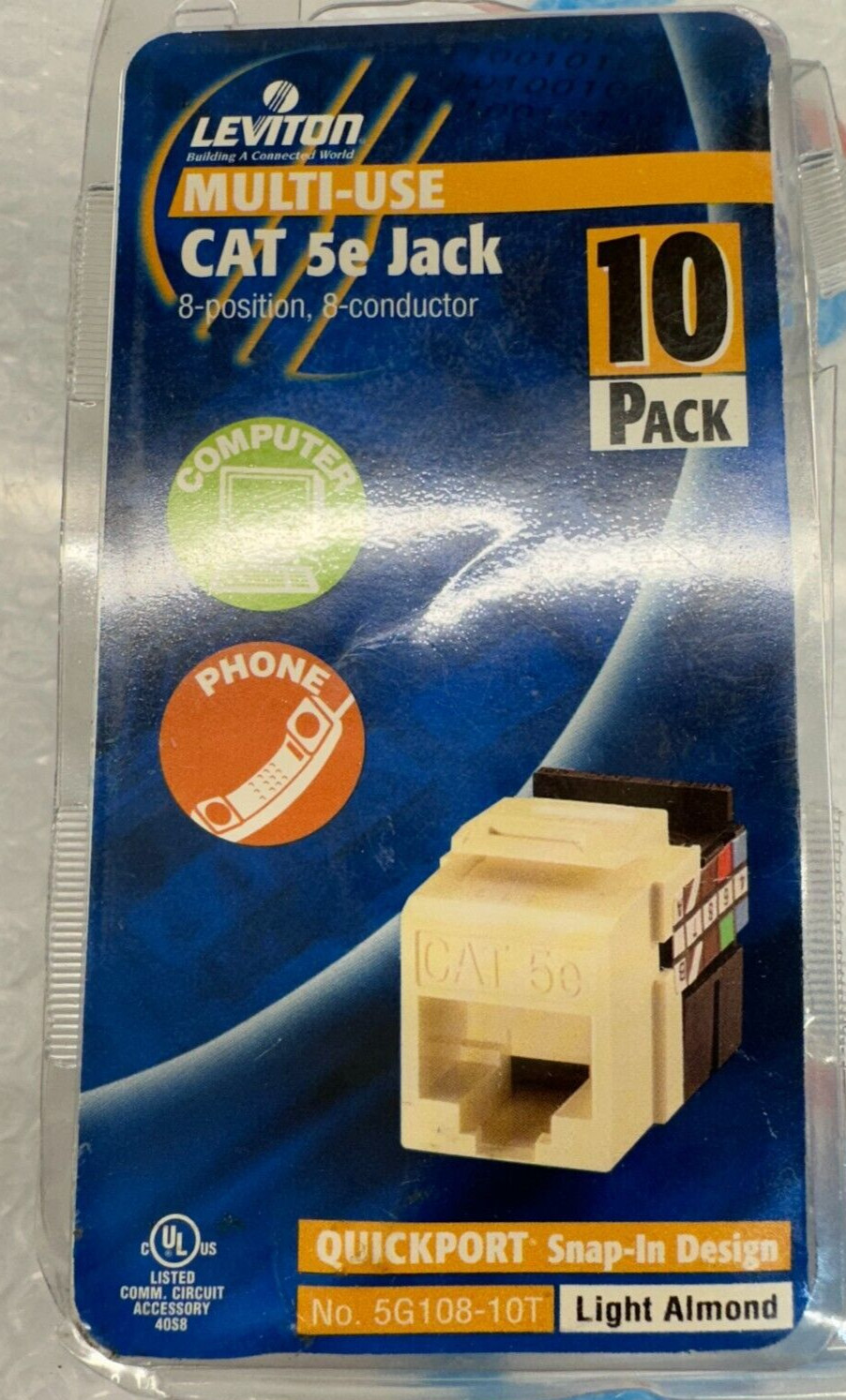 (4PCS) Leviton 5G108-10T  Cat 5E Connector Light Almond