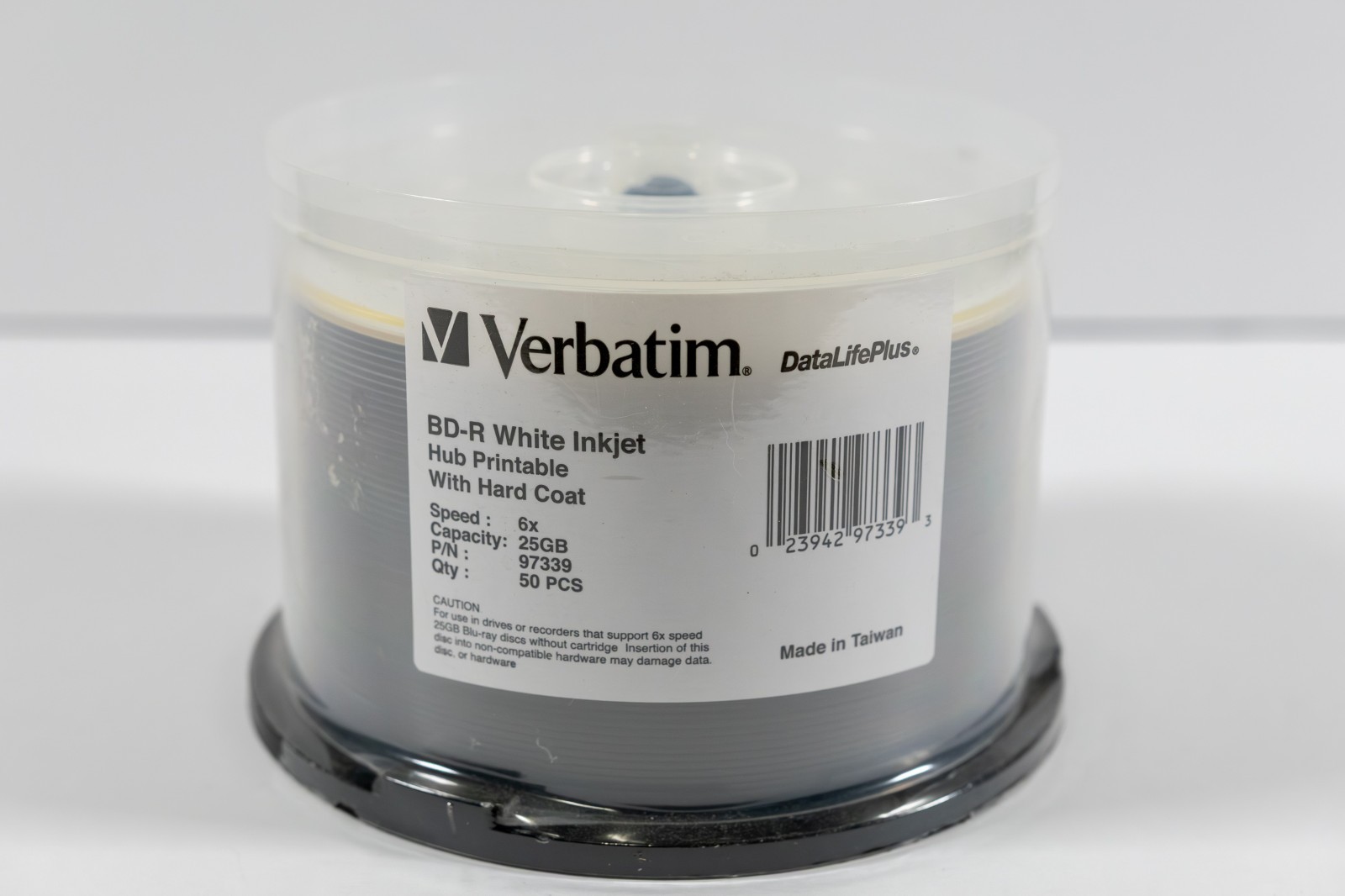 50-Pak 25GB Verbatim 6X =WHITE INKJET HUB PRINTABLE= BLU-RAY BD-R's, #97339