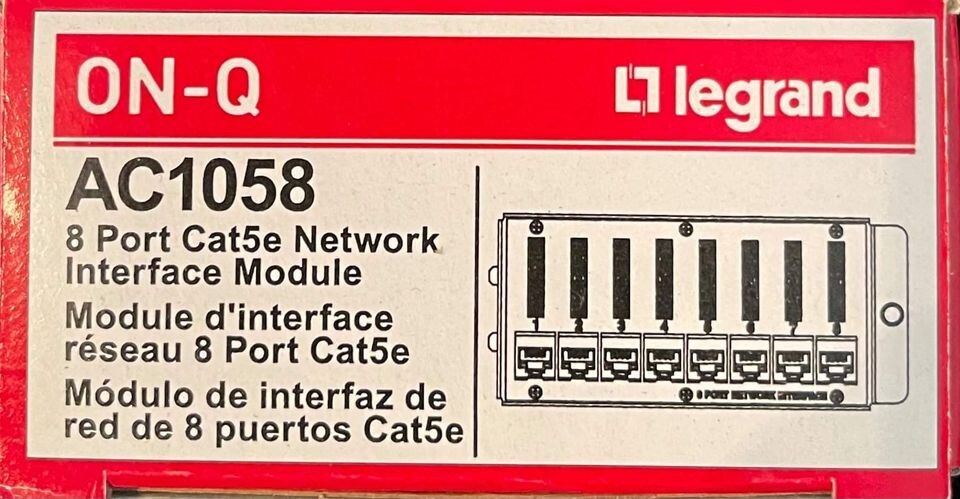 On-Q/Legrand AC1058 8-Port Cat5e Network Interface Module. Brand New