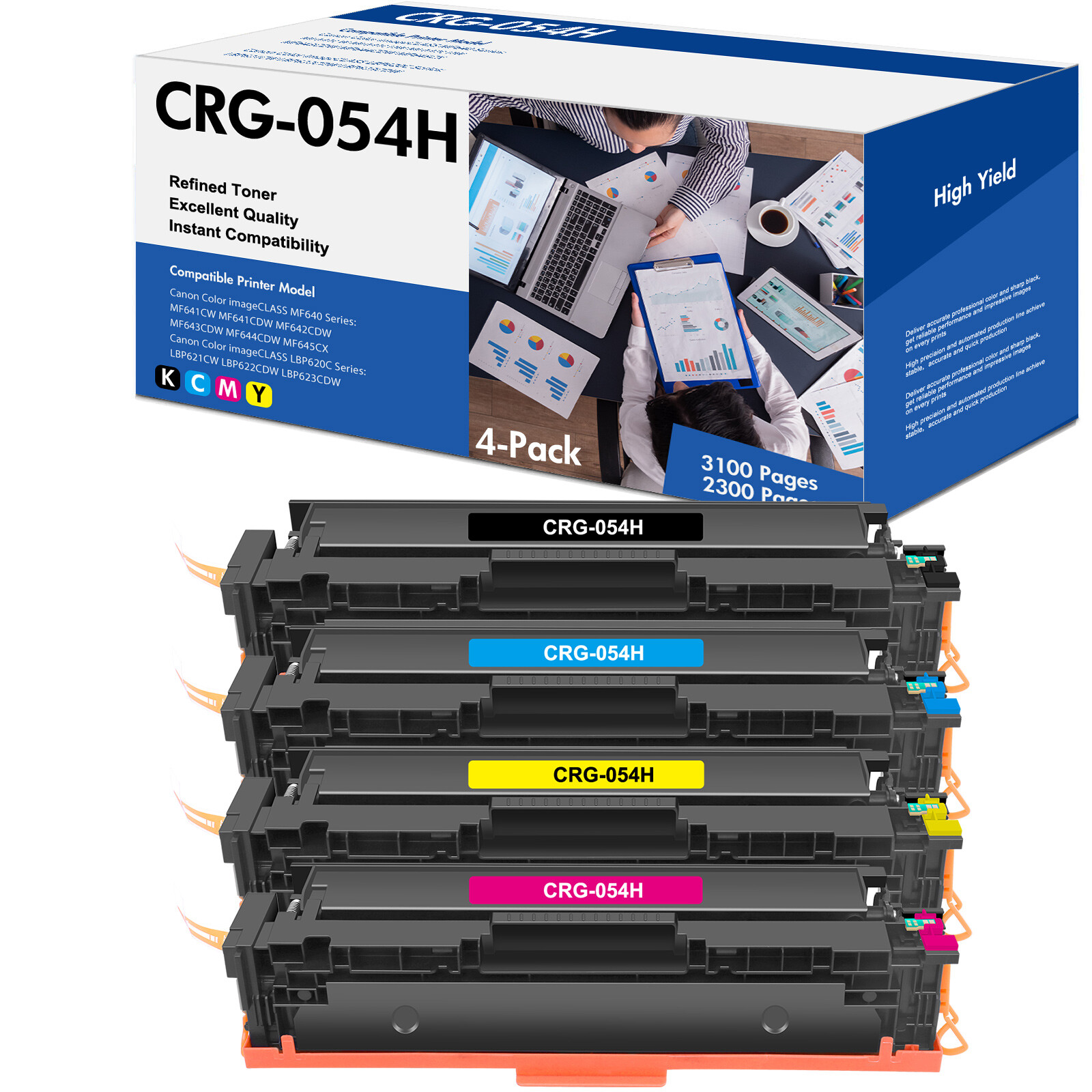 1-5PK High Yield Cartridge 054H for Canon 054 Toner ImageClass MF643CDW MF642Cdw