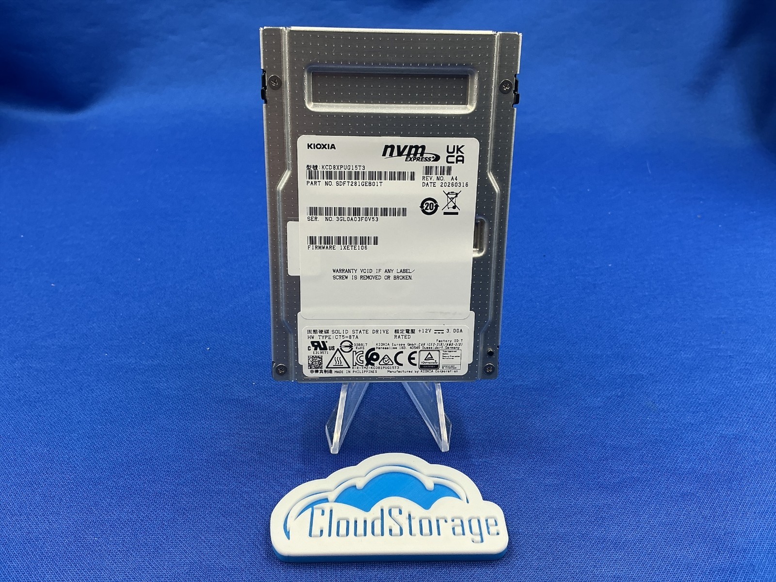 KIOXIA CD8P-R Series 15.36TB PCIe5.0 x4 NVMe 2.5'' Internal SSD KCD8XPUG15T3