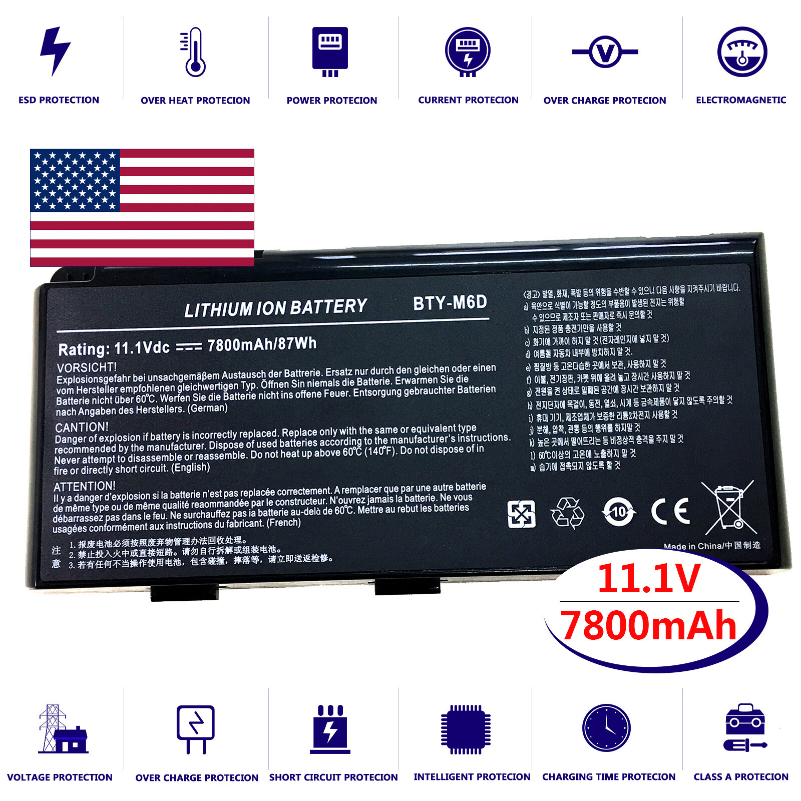 Battery for MSI GT683DX-475XPL GT70 0ND-491US GT70 0NE-446US GT685-822AU