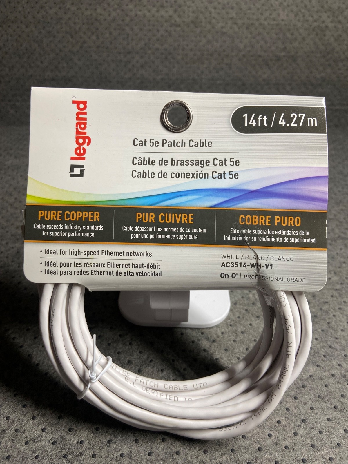 Legrand On- Q  AC3514-WH-V1 Cat 5 e Ethernet Patch Cable (white) 14 ft