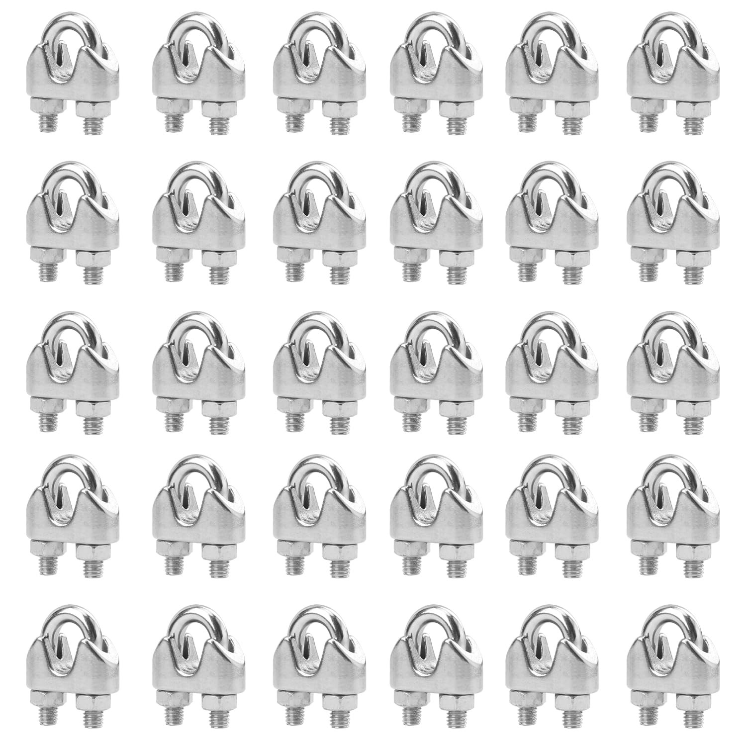 304 Stainless Steel Wire Rope Clamp Clips, 30 Pack, 5/16 Inch M8 for Rigging