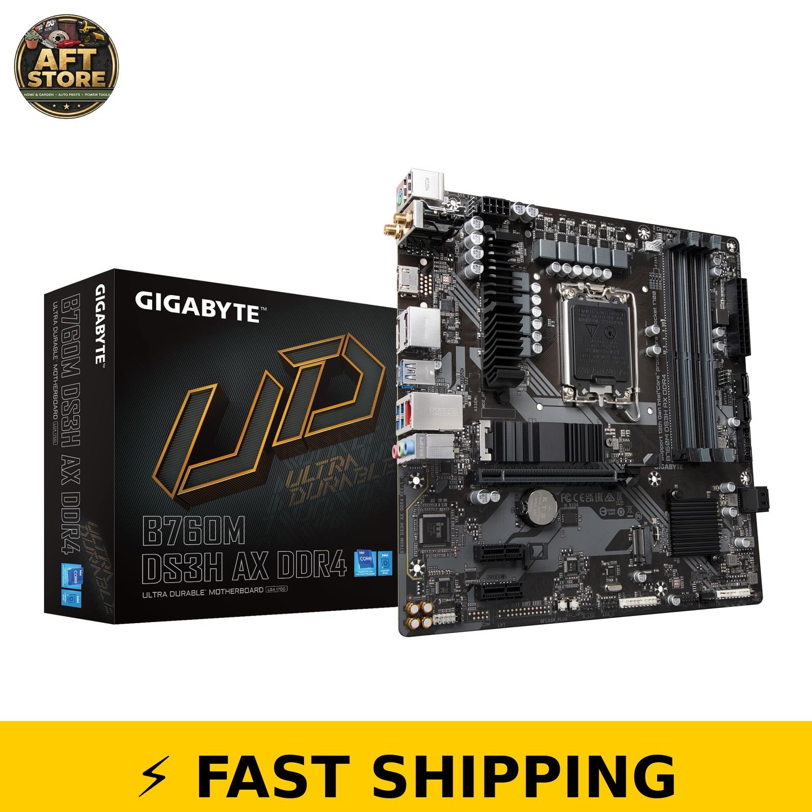 GIGABYTE B760M DS3H AX DDR4 Motherboard - LGA 1700, WIFI6E, PCIe 4.0