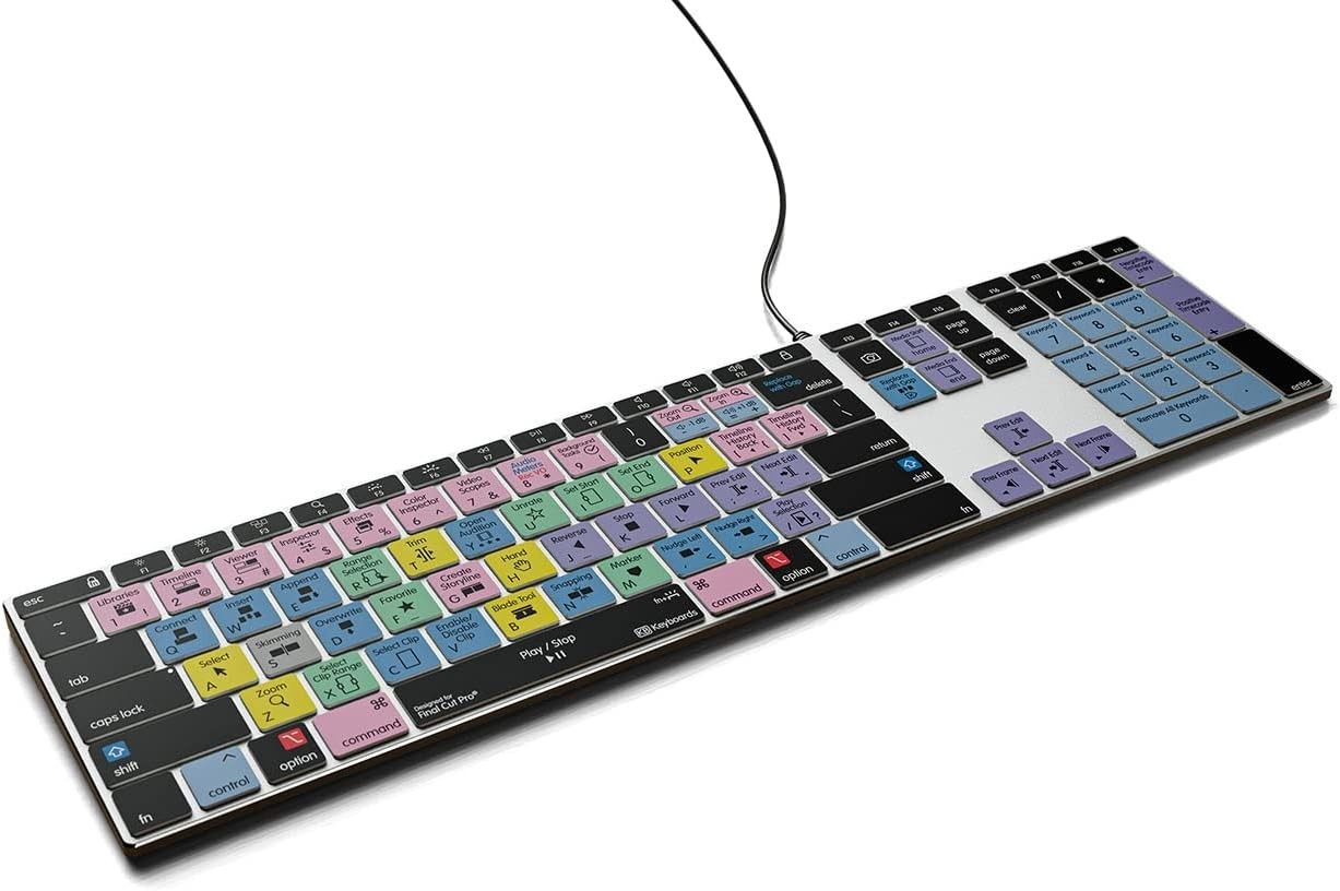 KB Covers Final Cut Pro Backlit Aluminum Keyboard for Mac USB-C US Layout Silver