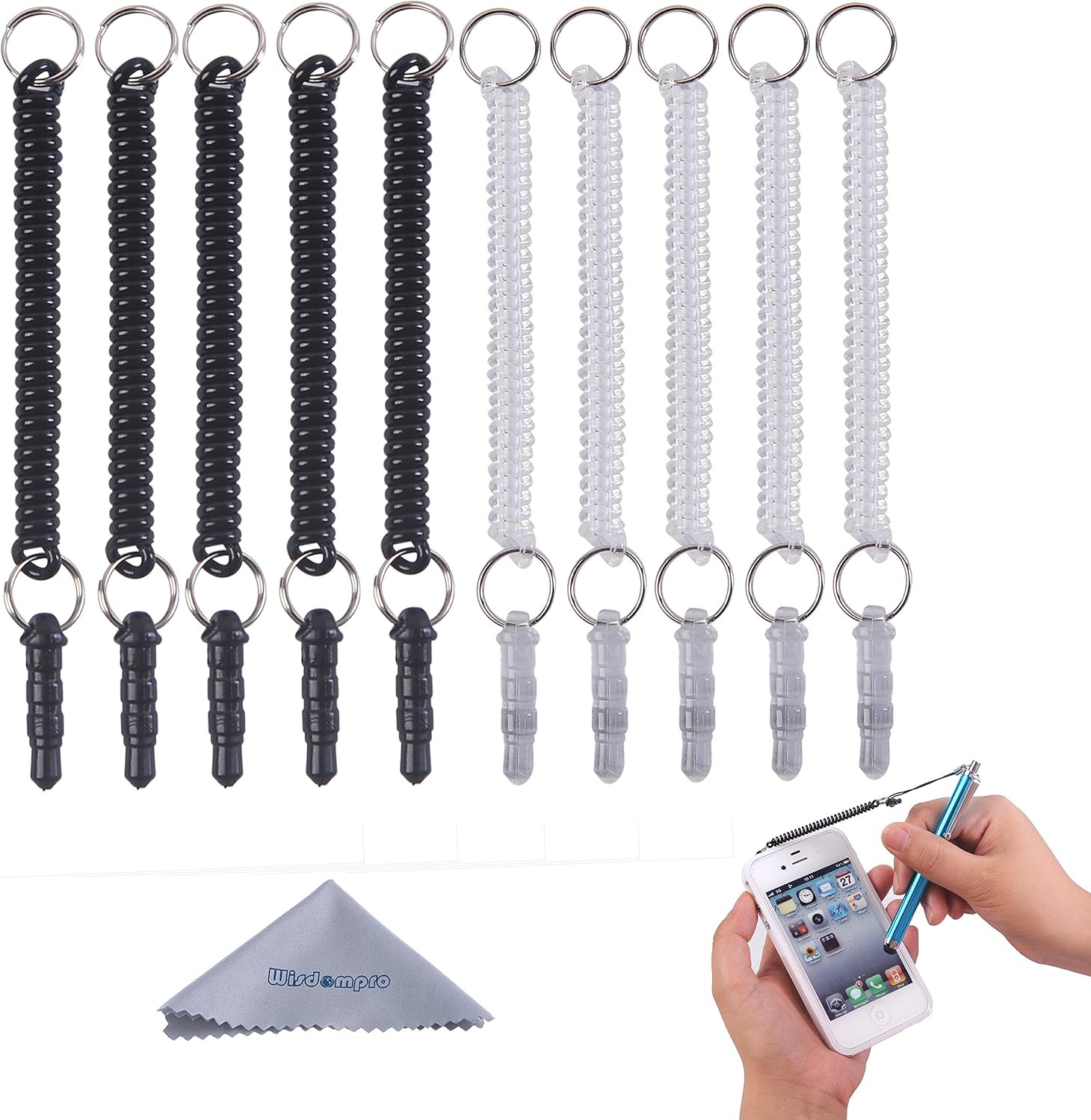10 Pack Detachable Elastic Coil Stylus Tether Strings Lanyards for Stylus Pens