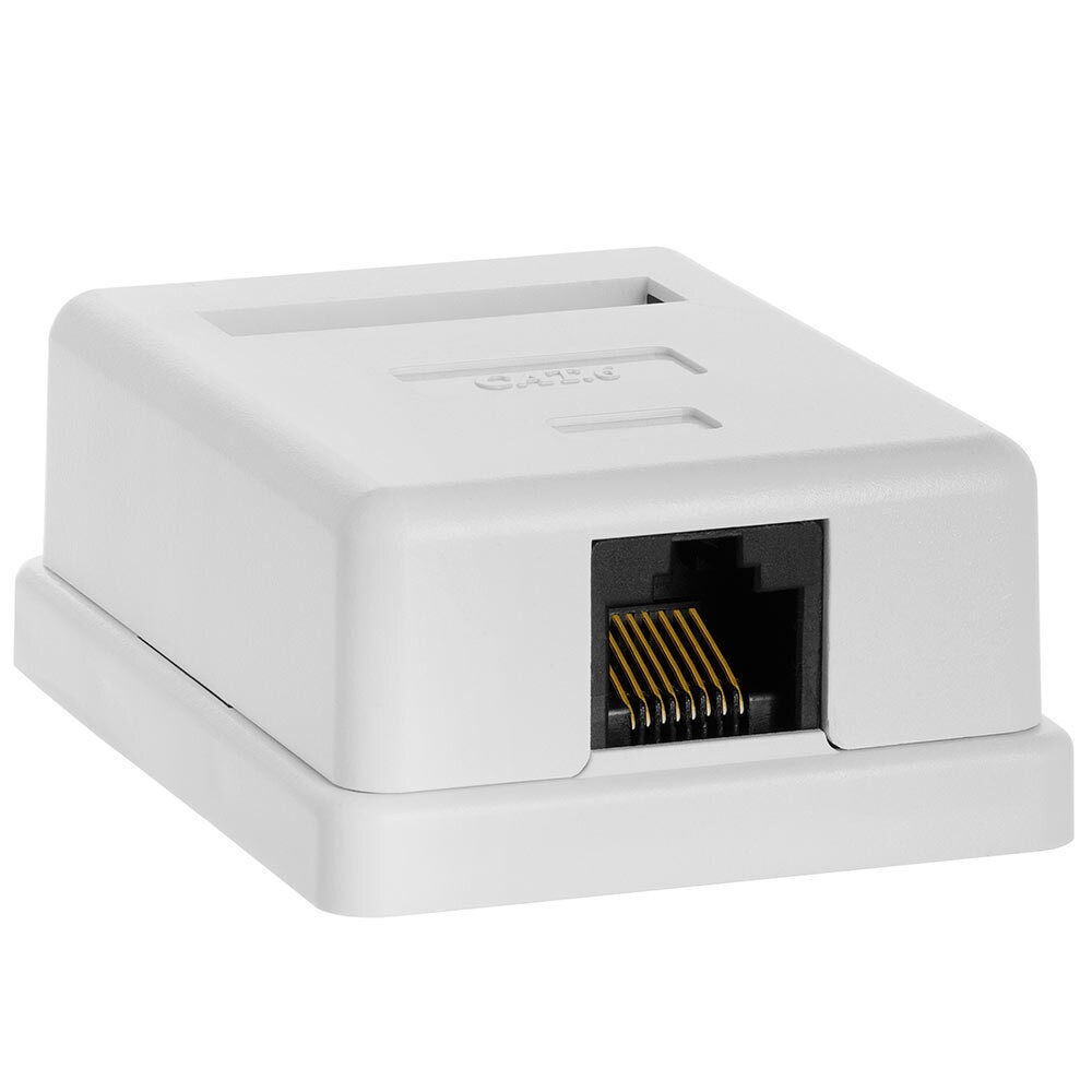 RJ45 White Surface Mount Box 1 Port For Cat6 Cable Female RJ45 Jack Connector