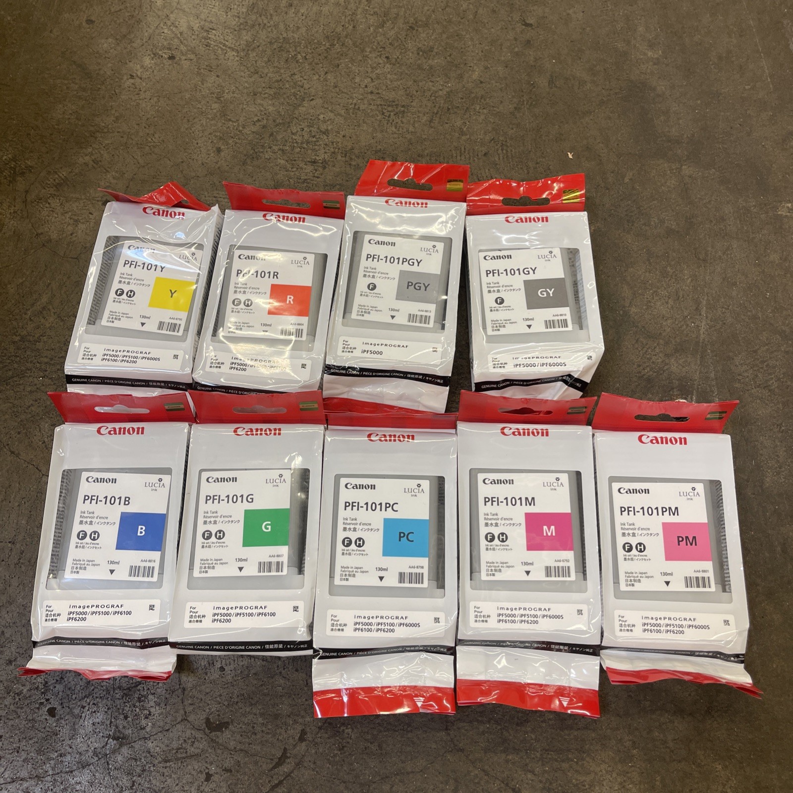 Lot 9 Canon PFI-101  Genuine Ink Cartridges (9 Pack) See Picture