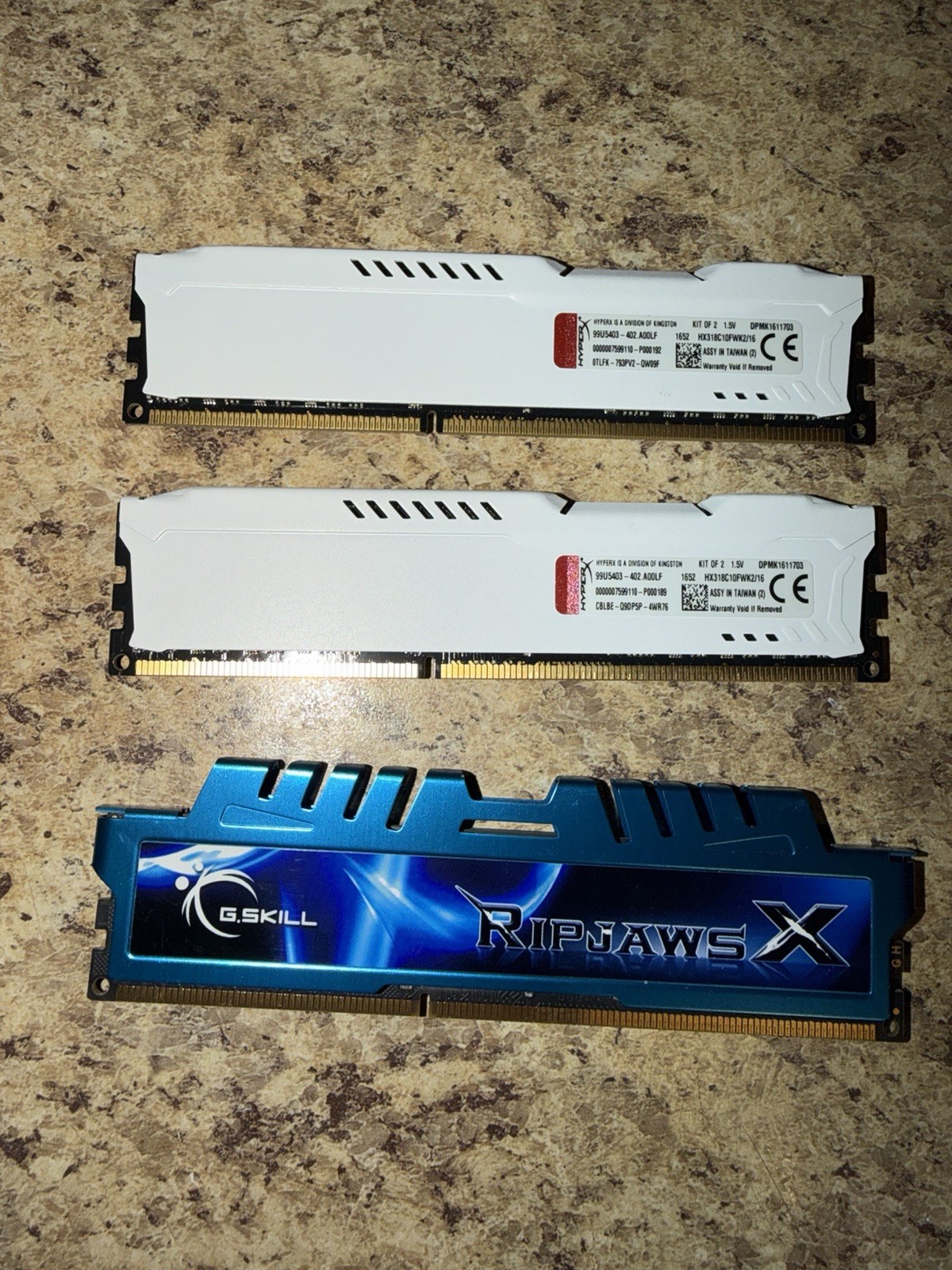 3 Sticks Of DDR3 Ram (2 HyperX, 1 GSkill)