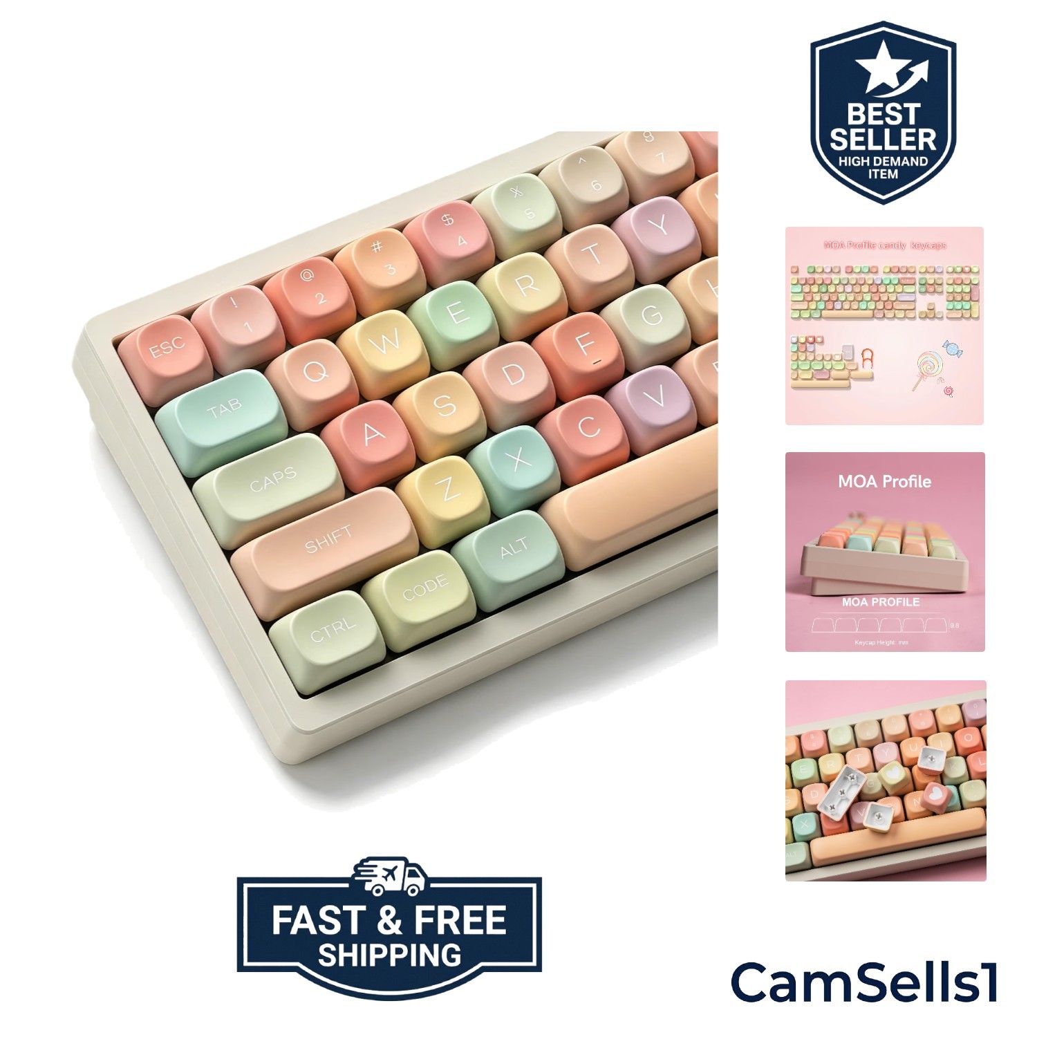 Cute Candy PBT Keycaps for Mechanical Keyboards - 134 Durable Dye Sublimation