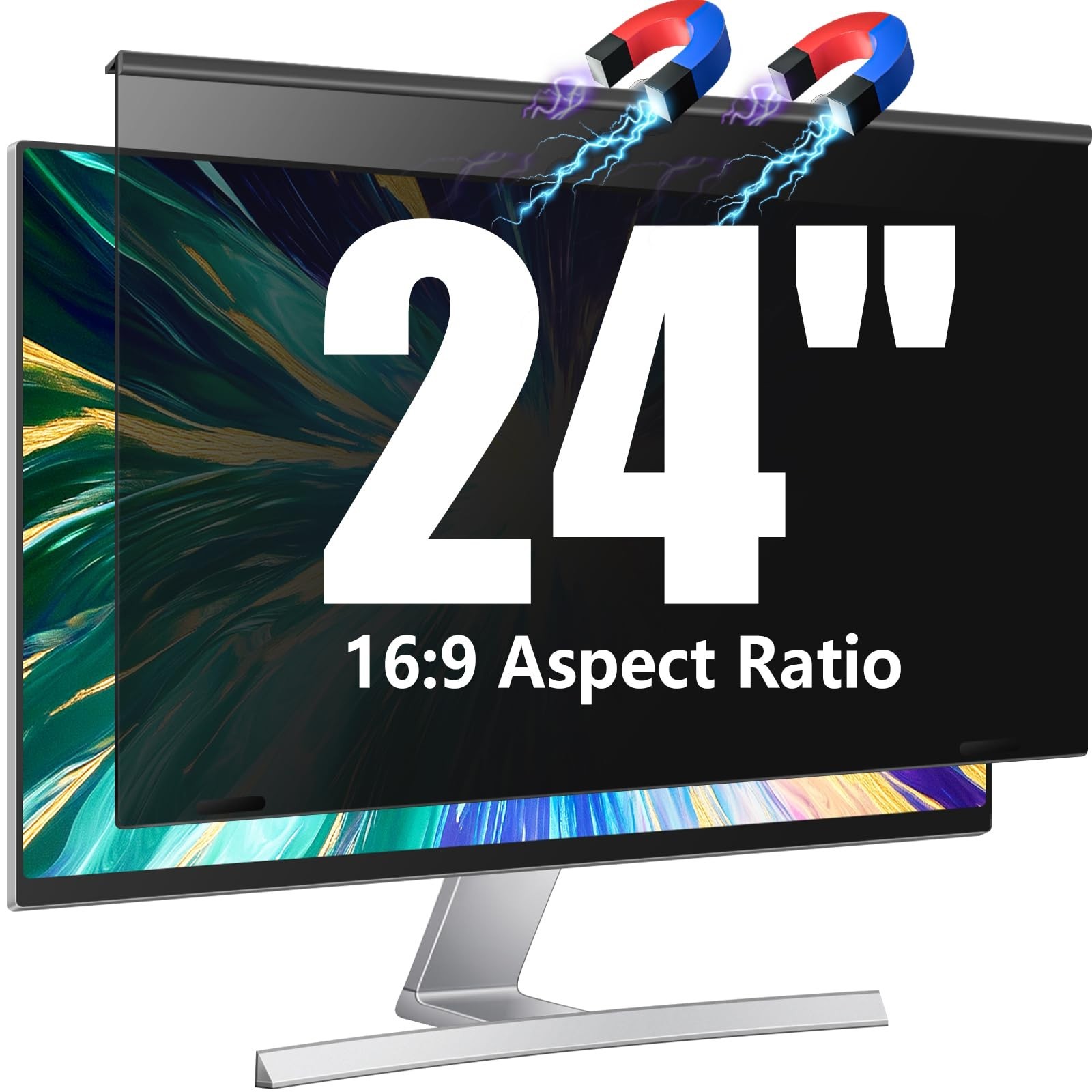 Magnetic Computer Privacy Screen Filter 24 Inch for Frameless Monitor Thin Be...