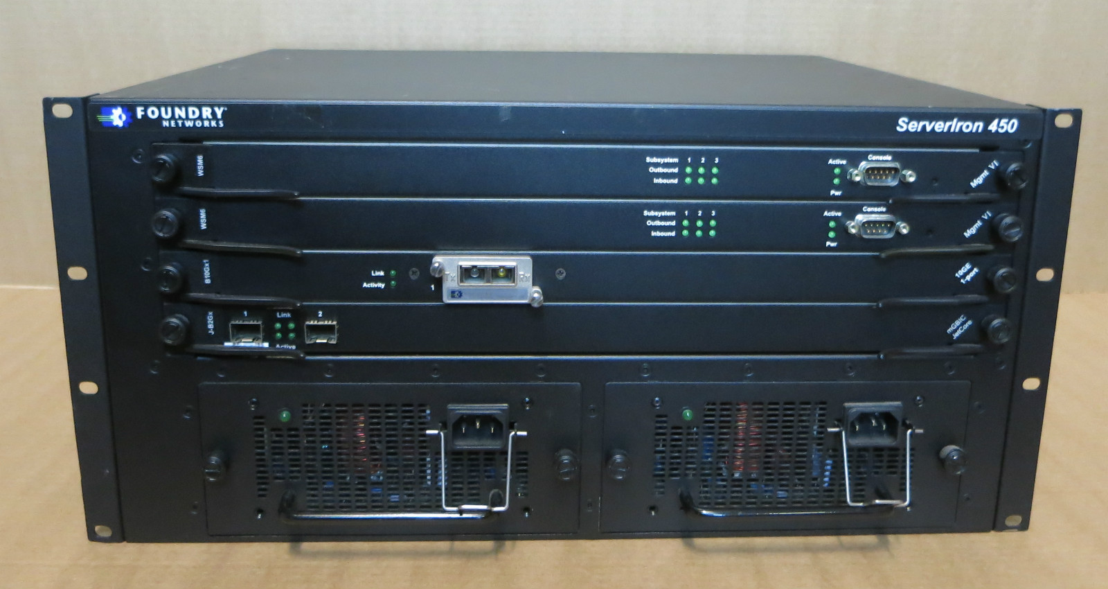 Foundry Networks B4000 ServerIron 450 SI-450 1x B10Gx1 1x J-B2GX 2x WSM6 Modules
