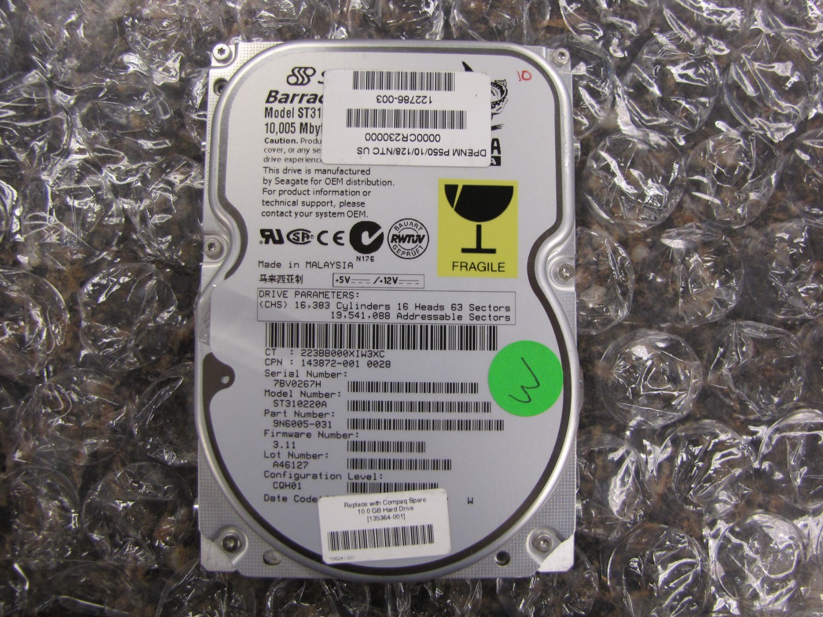 Seagate Barracuda ATA 10.24GB 7200RPM ST310220A Hard Drive TESTED & WORKS -NK22
