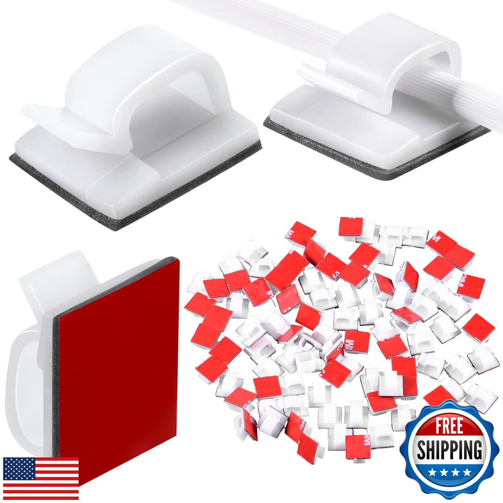 Blulu 100 Pcs Adhesive Cable Clips Bulk Wire Holder for Cord Organizer Clips 