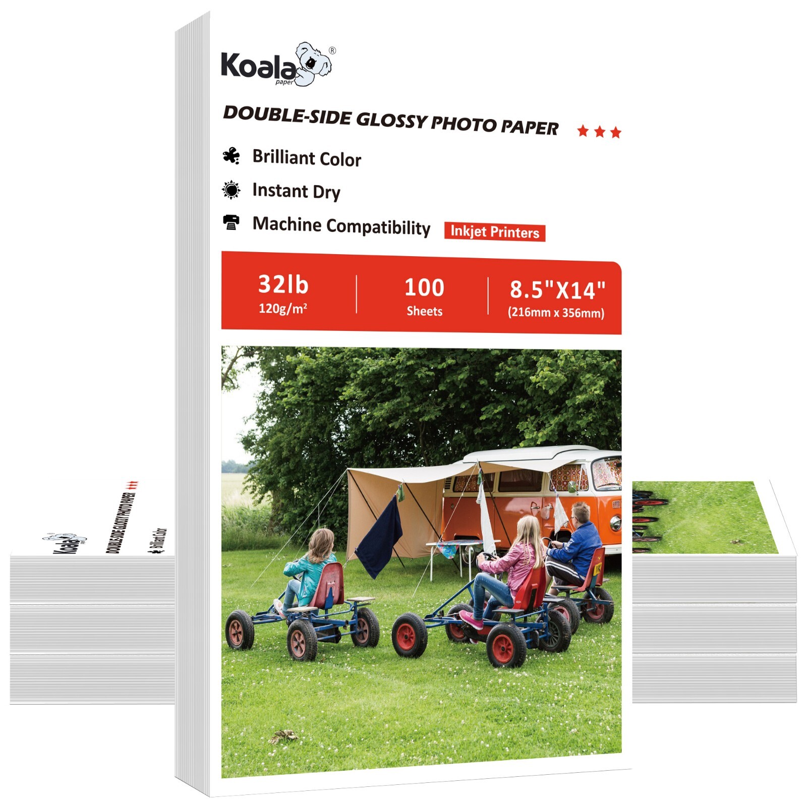 300 PK Koala Double Sided Glossy Photo Paper 8.5x14 32lb Brochure Paper Inkjet