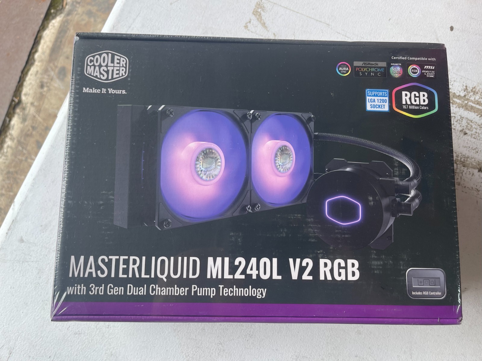 CoolerMaster MasterLiquid ML240L V2 RGB Liquid CPU Cooler 120mm Fans New