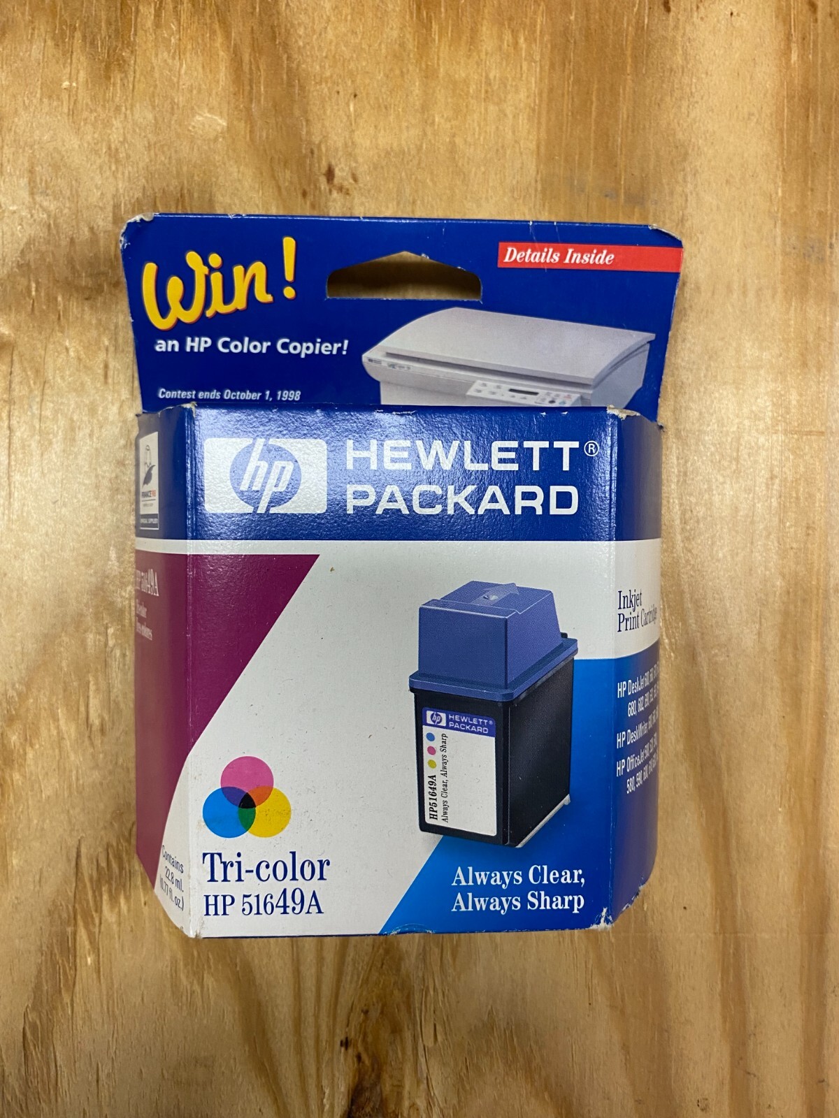 HP 49 Large Tri-Color Ink Cartridge 51649A Factory Sealed New In Box Exp 5/99