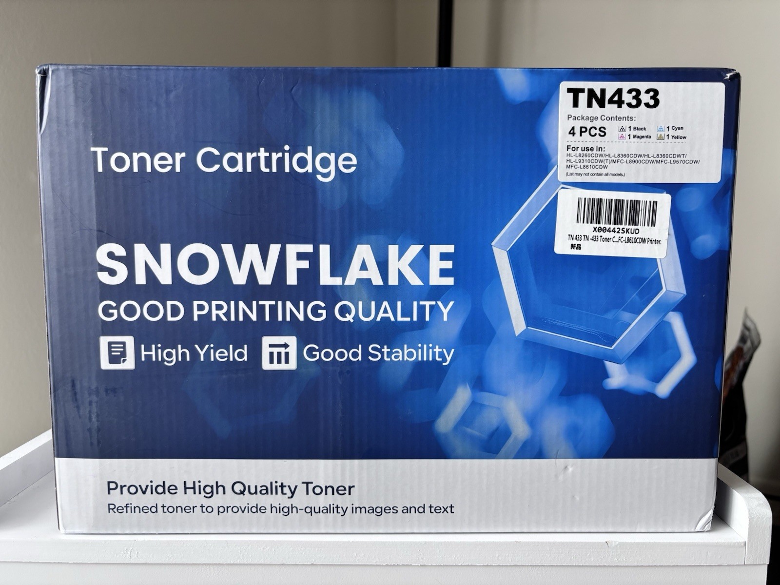 Compatible TN433 Toner Cartridge Replacement for Brother 4-Color Set Snowflake
