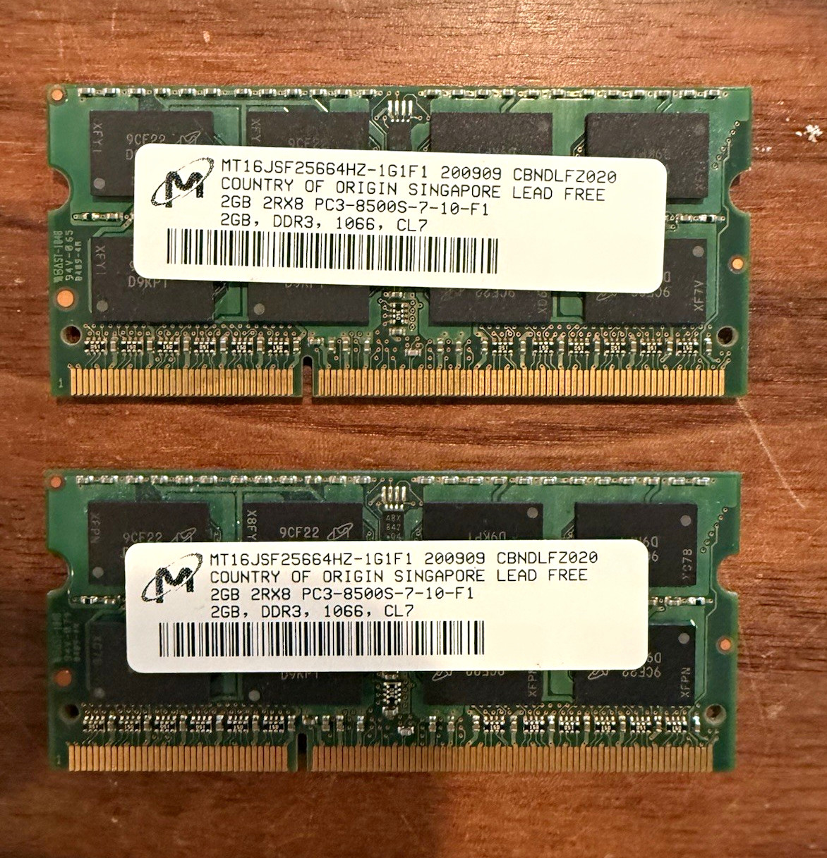 Micron 4GB (2x2GB) DDR3 SO-DIMM PC3-8500S 204-Pin Laptop RAM MPN