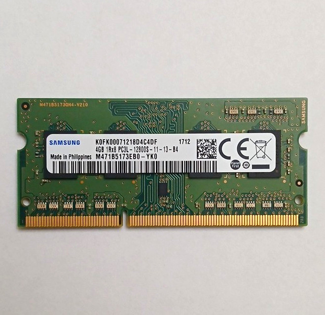 Samsung 4GB DDR3L SO-DIMM PC3L-12800S 204-Pin Non-ECC RAM M471B5173EB0-YK0