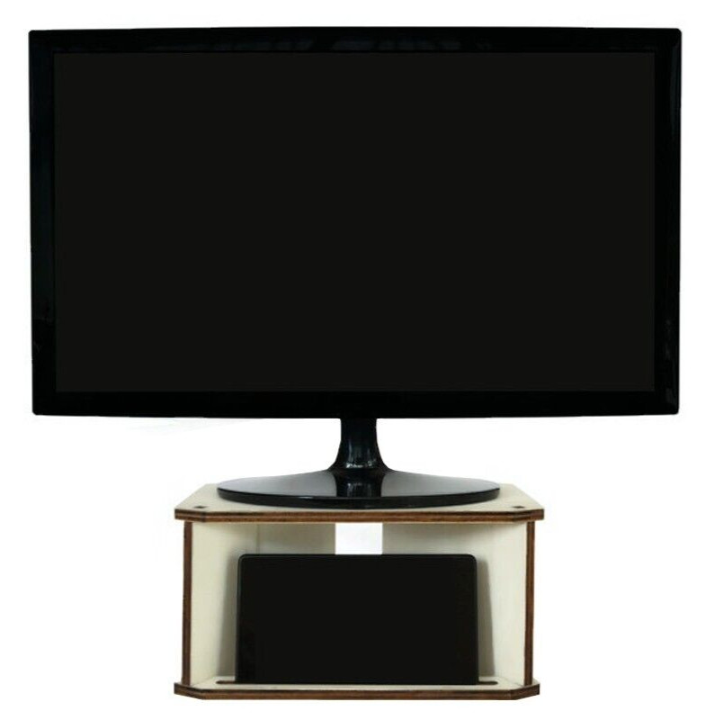 Stylish Wooden Monitor Stand for Modern Tech Enthusiasts Multimedia Station