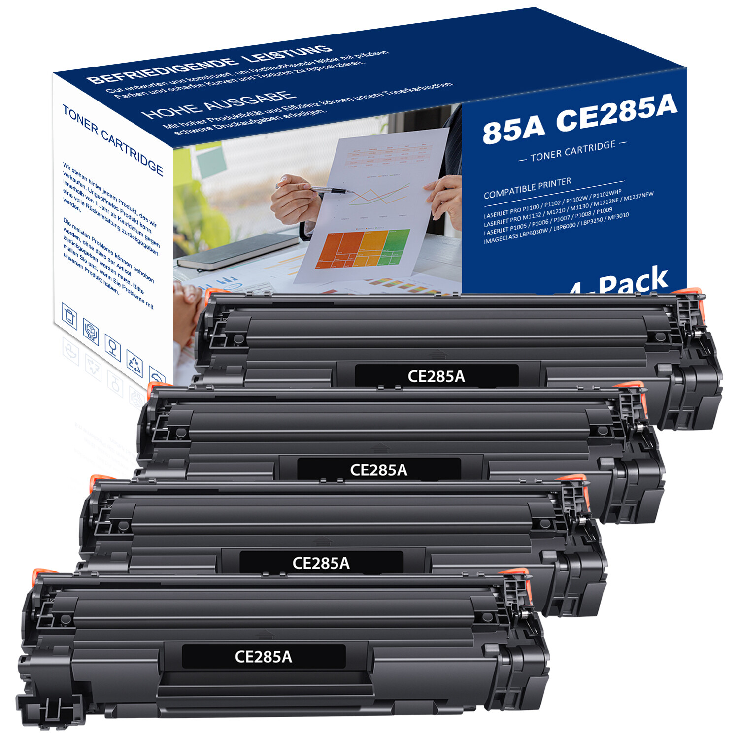 4x CE285A Toner Cartridge for HP 85A LaserJet P1102w M1130 M1132 M1210 Printer