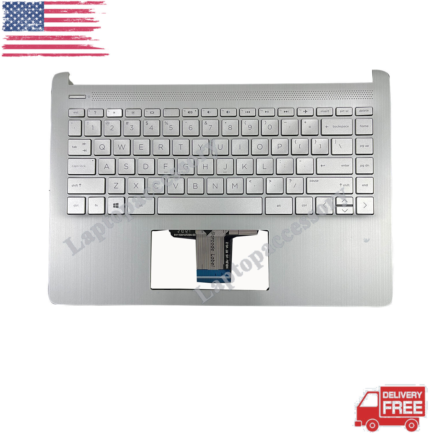 Silver Palmrest Non-Backlit Keyboard L88200-001 For HP 14-DQ 14T-DQ 14S-DQ 14-FQ