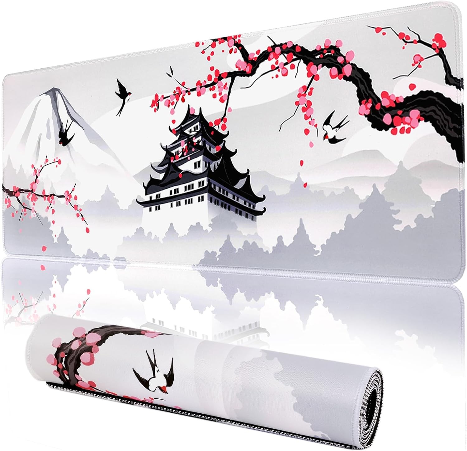 Cherry Blossom Mouse Pad Gaming Mouse Pad 31.5 X 11.8 Inch Japanese Pink Saku...