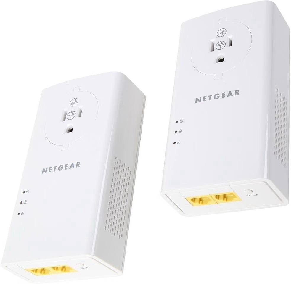 NETGEAR PLP2000 Powerline Ethernet Adapter Kit 2000Mbps 2-Pack Dual Port Outlet