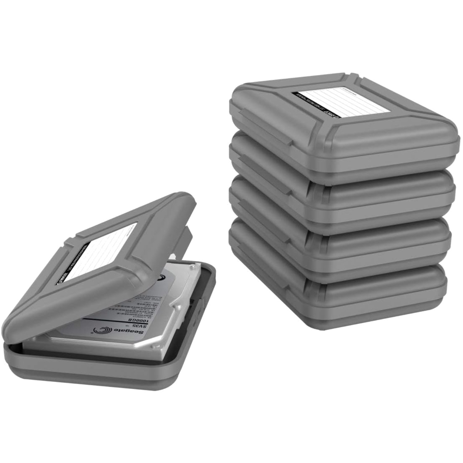 5-Pack Portable Hard Drive Cases for 3.5 Inch HDD/SSD - Shockproof & Waterproof