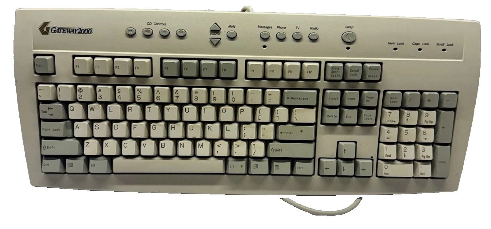 Vintage UNTESTED Gateway 2000 PS/2 Wired Keyboard Clicky Keys