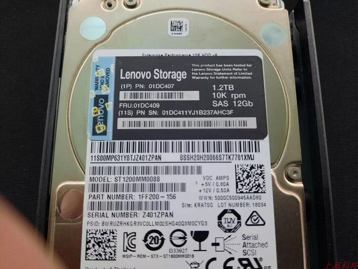 NEW 01DC409 01DC407 01DC411 IBM/Lenovo Storage 1.2TB 10K SAS 12G HDD Hard Drive