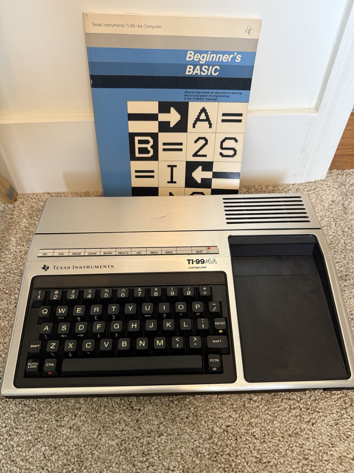 Texas Instruments TI-99/4A Vintage Home Computer w/ Beginner's BASIC Manual