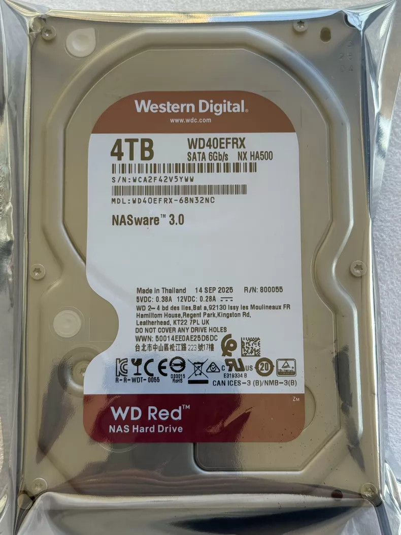 Western Digital Red 4TB WD40EFRX 5400RPM SATA 3.5" NASware HDD Hard Disk Drive