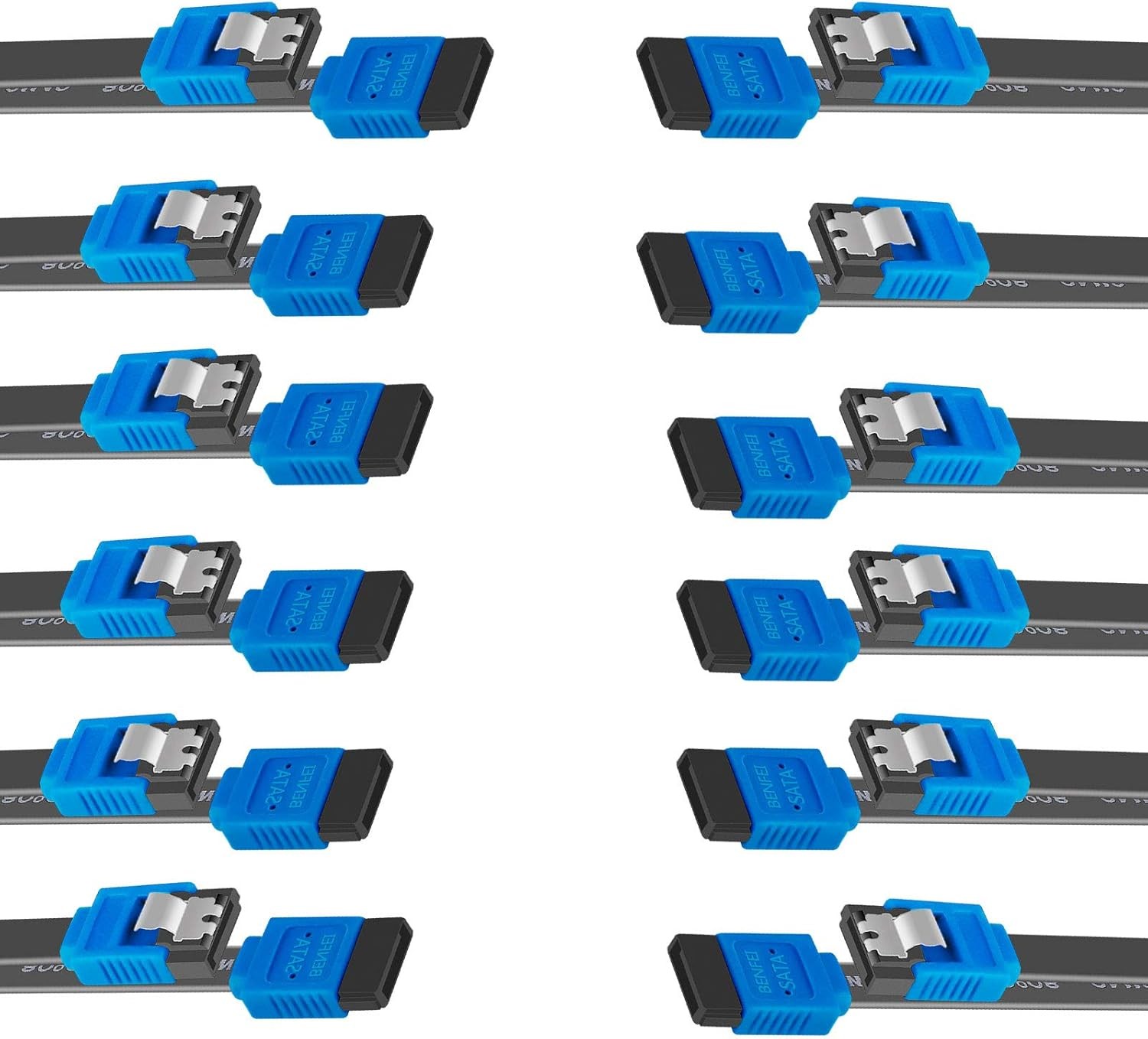 Benfei SATA Cable III, 12 Pack SATA Cable III 6Gbps Straight HDD SDD Data Cable