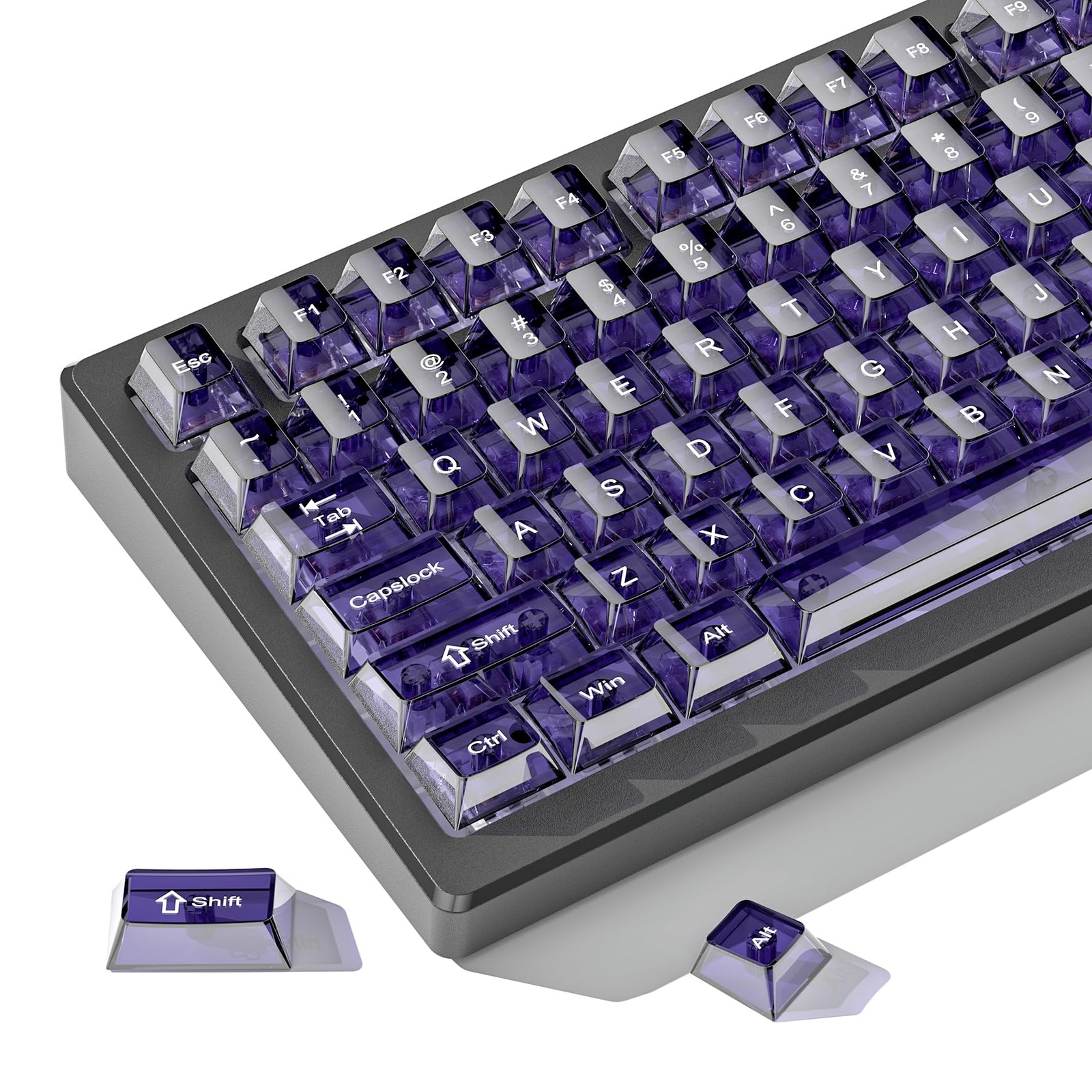 dagaladoo Purple Clear Keyboard keycaps,Transparent keycaps 60 75 100