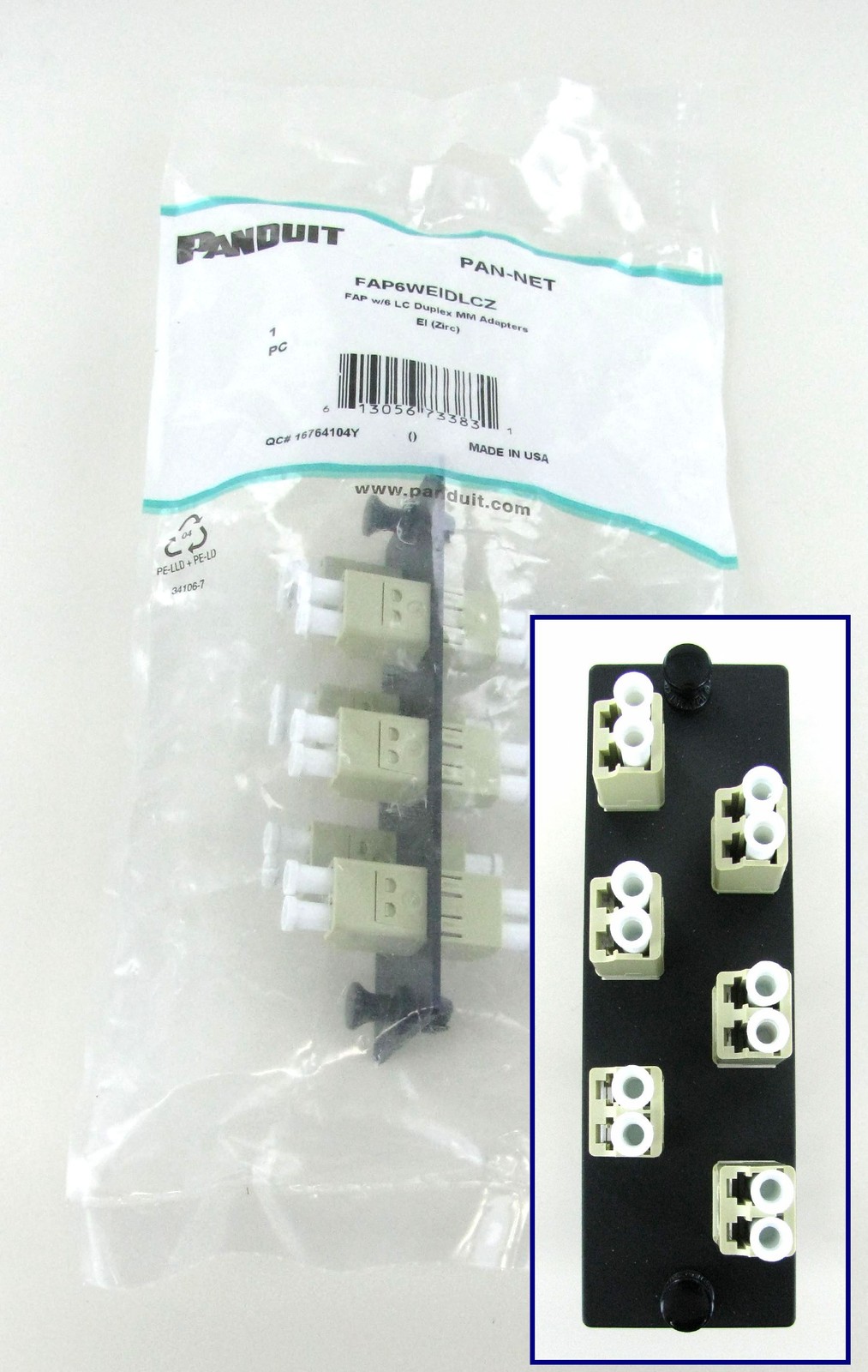 Panduit FAP6WEIDLCZ Opticom OM1 6-Port LC Duplex Fiber Adapter Panel ~STSI