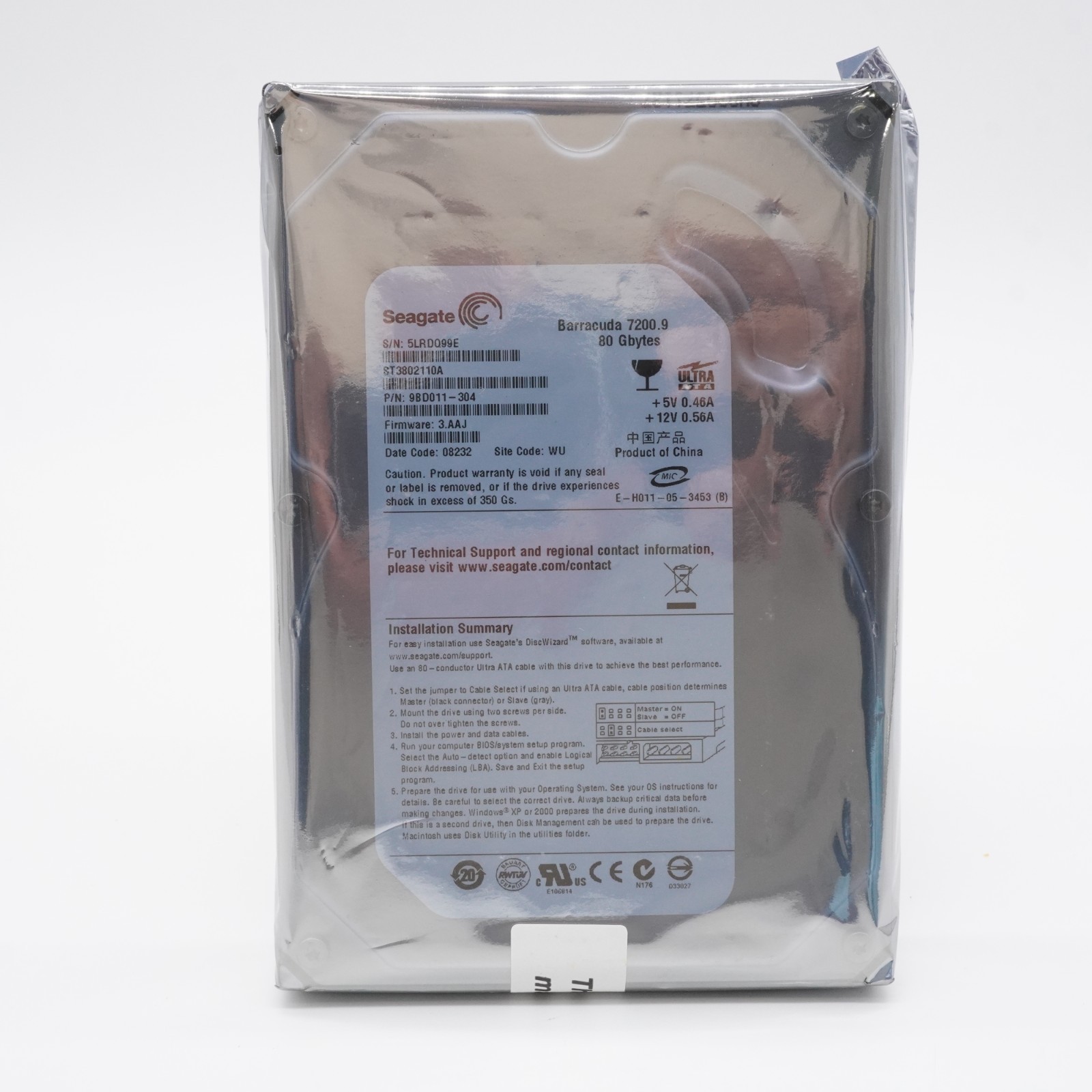 Seagate Barracuda 80GB IDE PATA 7200RPM 3.5" HDD ST3802110A - New Sealed