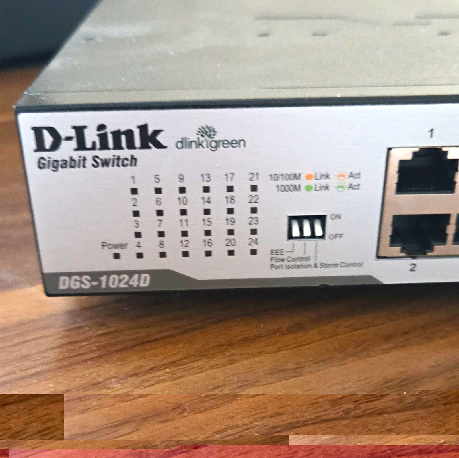 D-Link DGS-1024D D-Link Green 24-Port Gigabit Unmanaged L2 1U Rack Switch