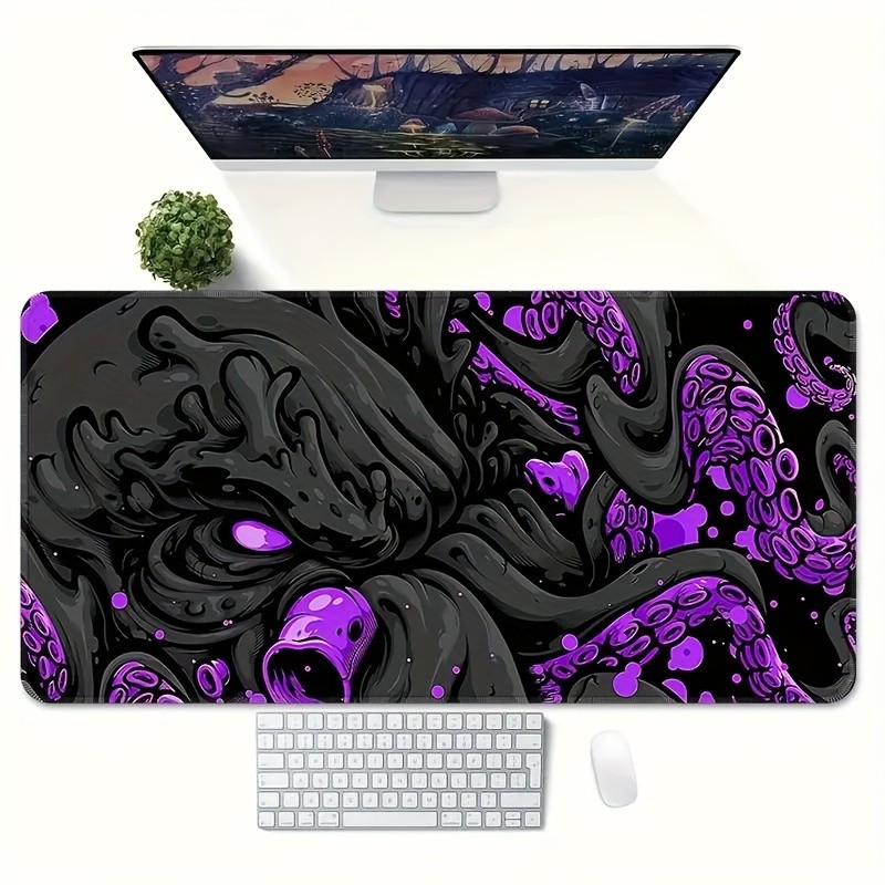 1pc, Purple Octopus Pattern Fun Mouse Pad - Multifunctional Practical Design,