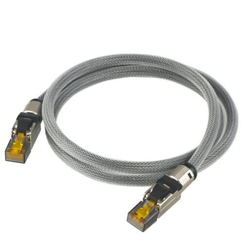 Hifi Pure Silver CAT8 Ethernet Network Cable 40Gbps 2000MH RJ45 Patch Cord