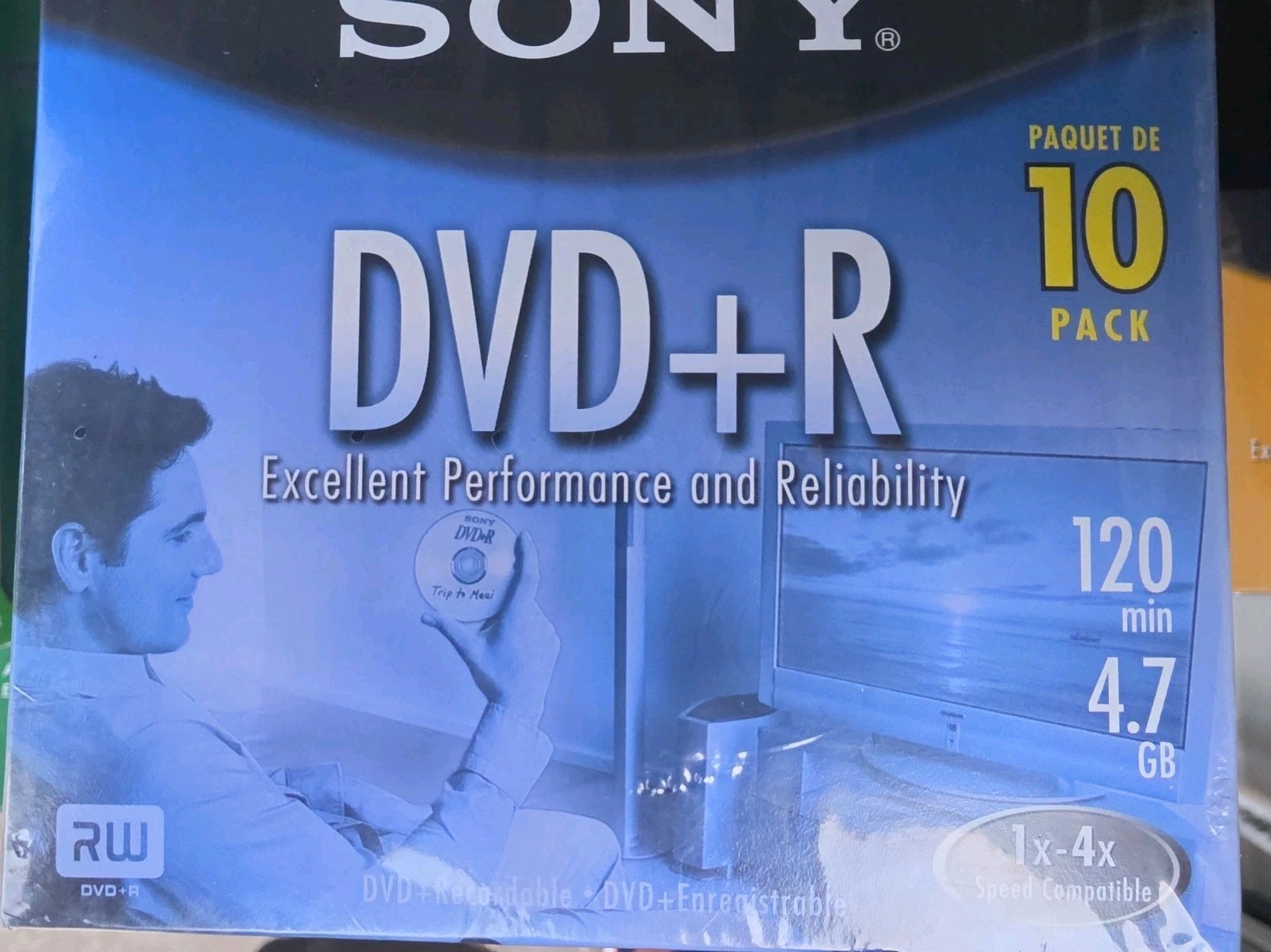 Sony DVD+R 10 Pack Jewel Case 4.7GB 120 Min 1X-16X NEW SEALED 
