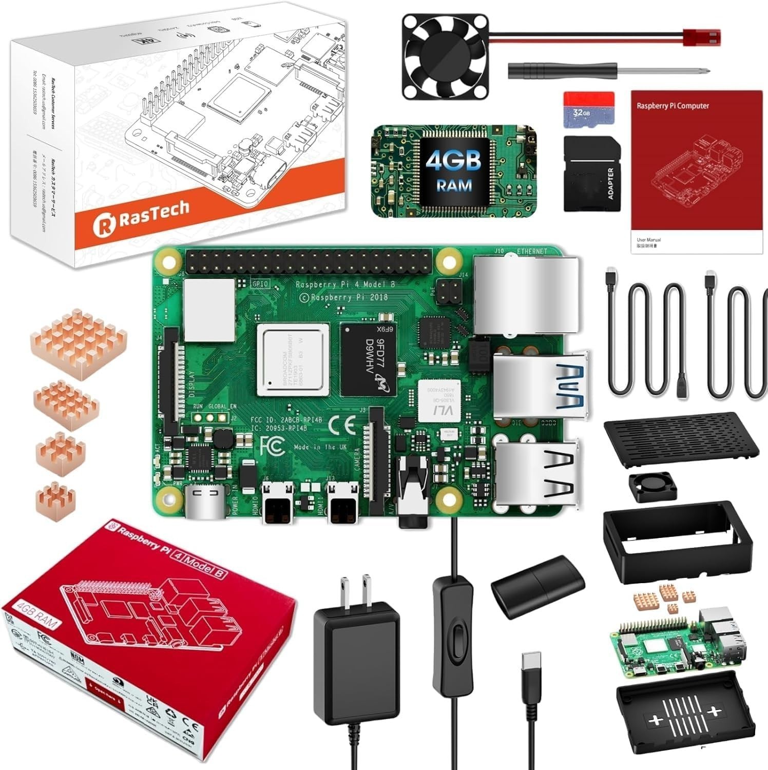 Comprehensive Raspberry Pi 4 Starter Kit with Advanced Cooling & Power Supply