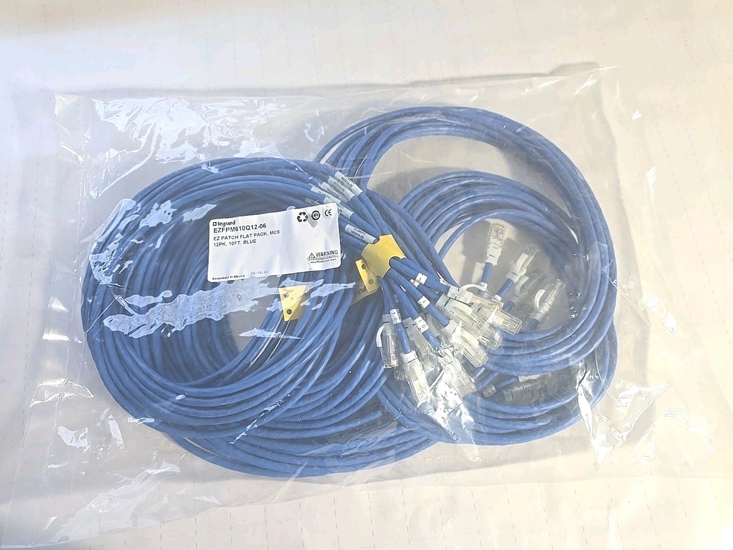  Patch Flat Pack Cable MC6 10ft Blue Qty 12pcs (QTY 12) Legrand EZFPM610Q12-06 