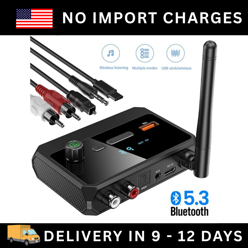 Bluetooth 5.3 Home Stereo Audio Receiver AUX Optical HD Music to RCA Adapter